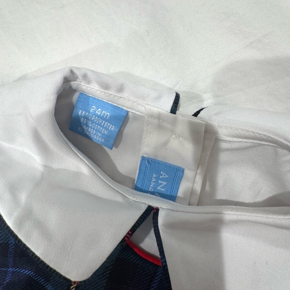 Plaid Kids One Piece with White Sleeves - Picture 3 of 3